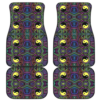 Yin Yang Neon Color Design Print Car Floor Mats Front Back