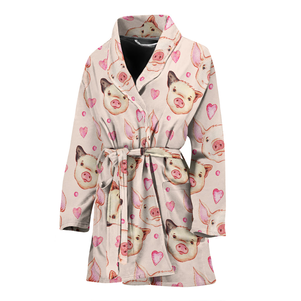 Pig Print Design LKS406 Women Bathrobe