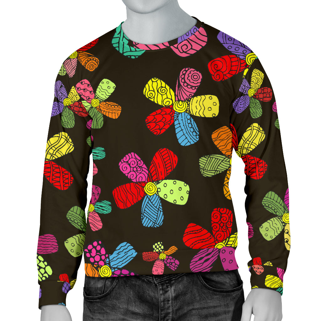Flower Power Colorful Print Pattern Men Long Sleeve Sweatshirt