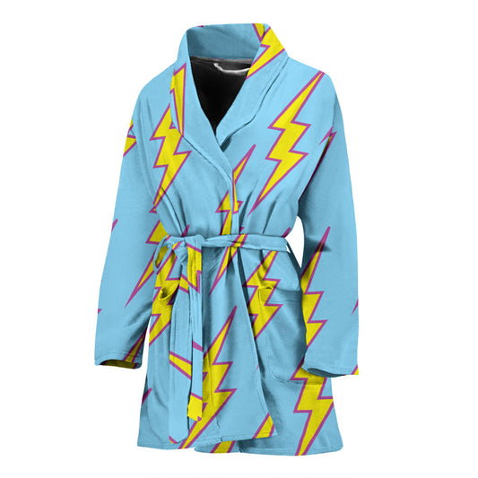 Lightning Thunder Pattern Print Design 02 Women Bathrobe
