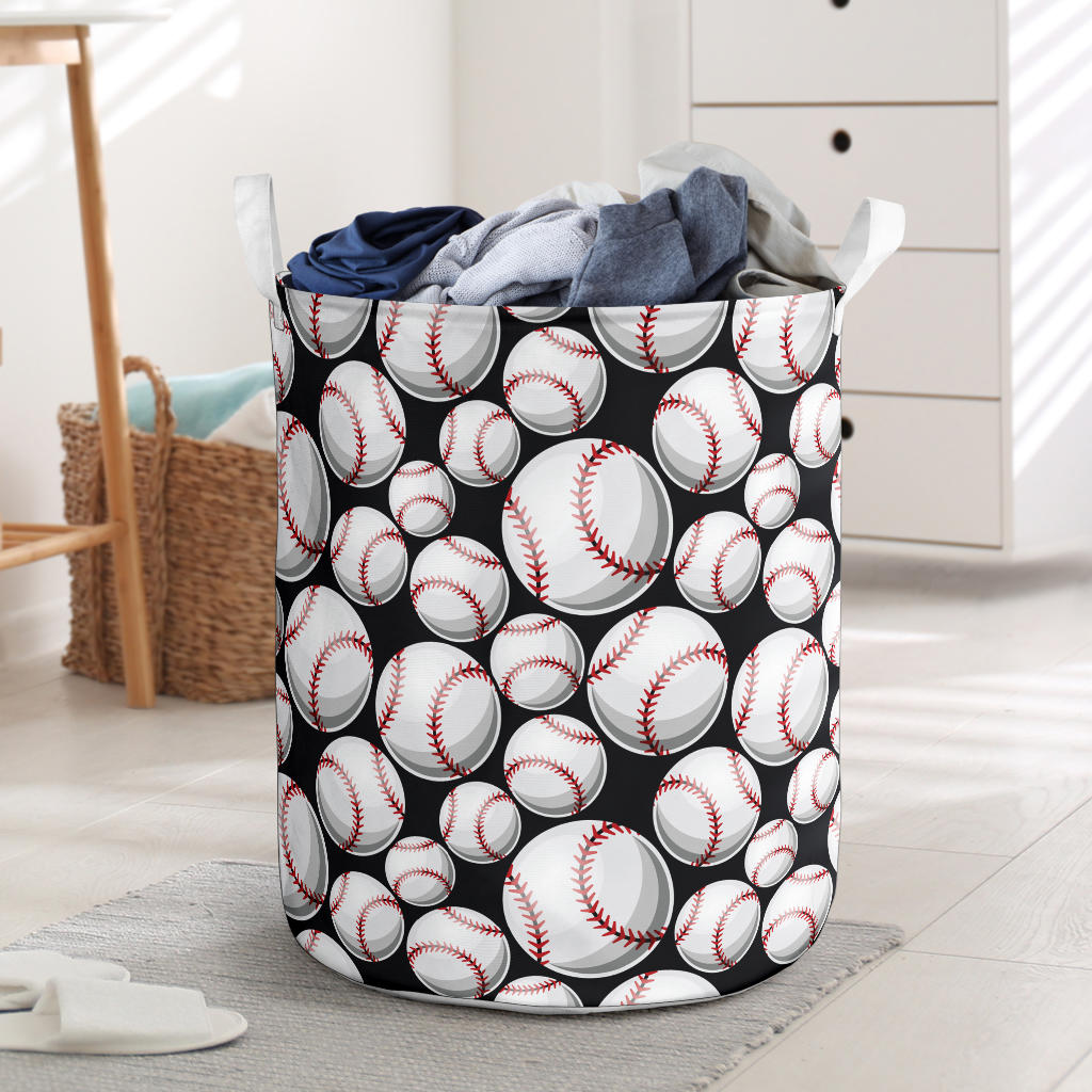 Baseball Black Background Laundry Basket