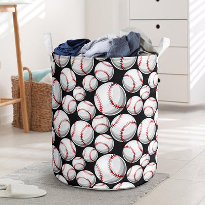 Baseball Black Background Laundry Basket