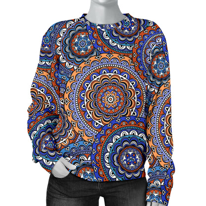Mandala Boho Chic Design Print Women Long Sleeve Sweatshirt