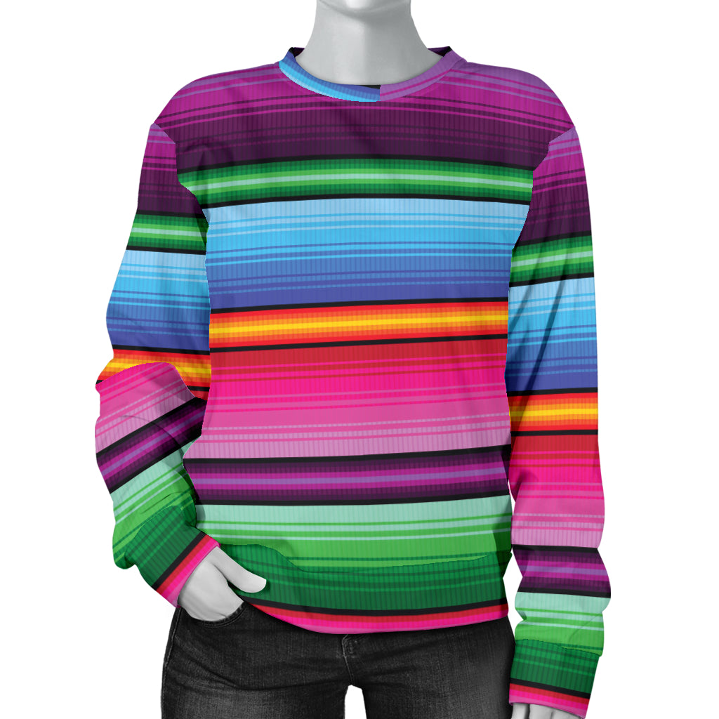 Mexican Blanket Colorful Print Pattern Women Long Sleeve Sweatshirt