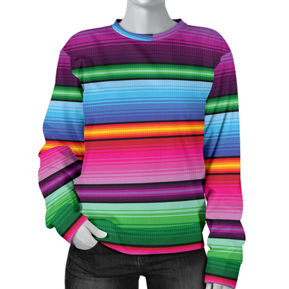Mexican Blanket Colorful Print Pattern Women Long Sleeve Sweatshirt