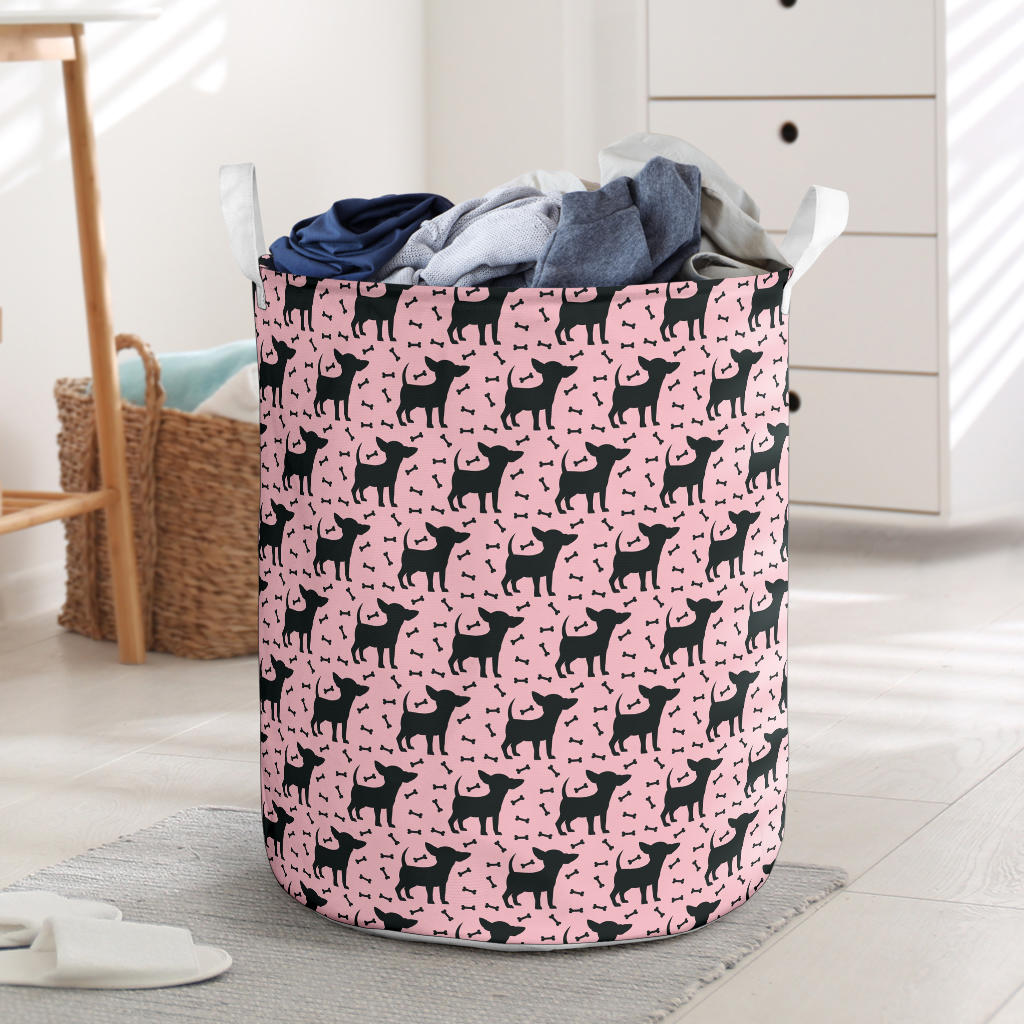 Chihuahua Pink Print Pattern Laundry Basket