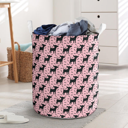 Chihuahua Pink Print Pattern Laundry Basket