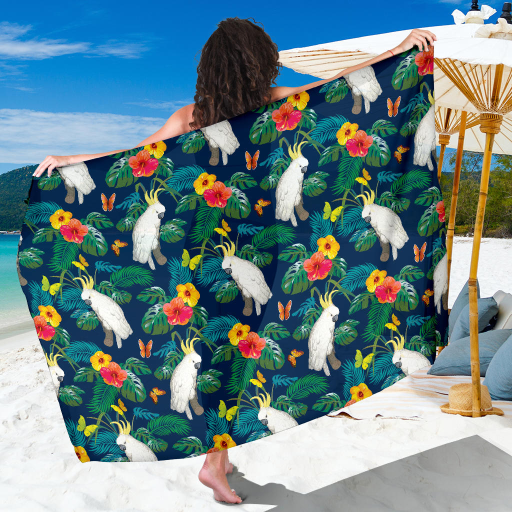 Cockatoo Tropical Pattern Print Design 02 Sarong Pareo Wrap