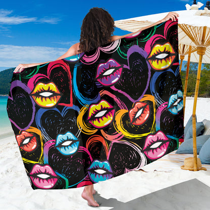 Pop Art Lip Pattern Print Design A03 Sarong Pareo Wrap