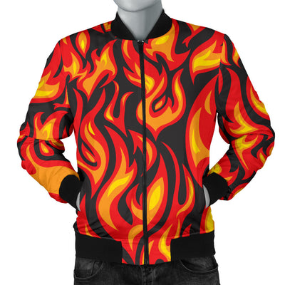 Flame Fire Print Pattern Men Bomber Jacket