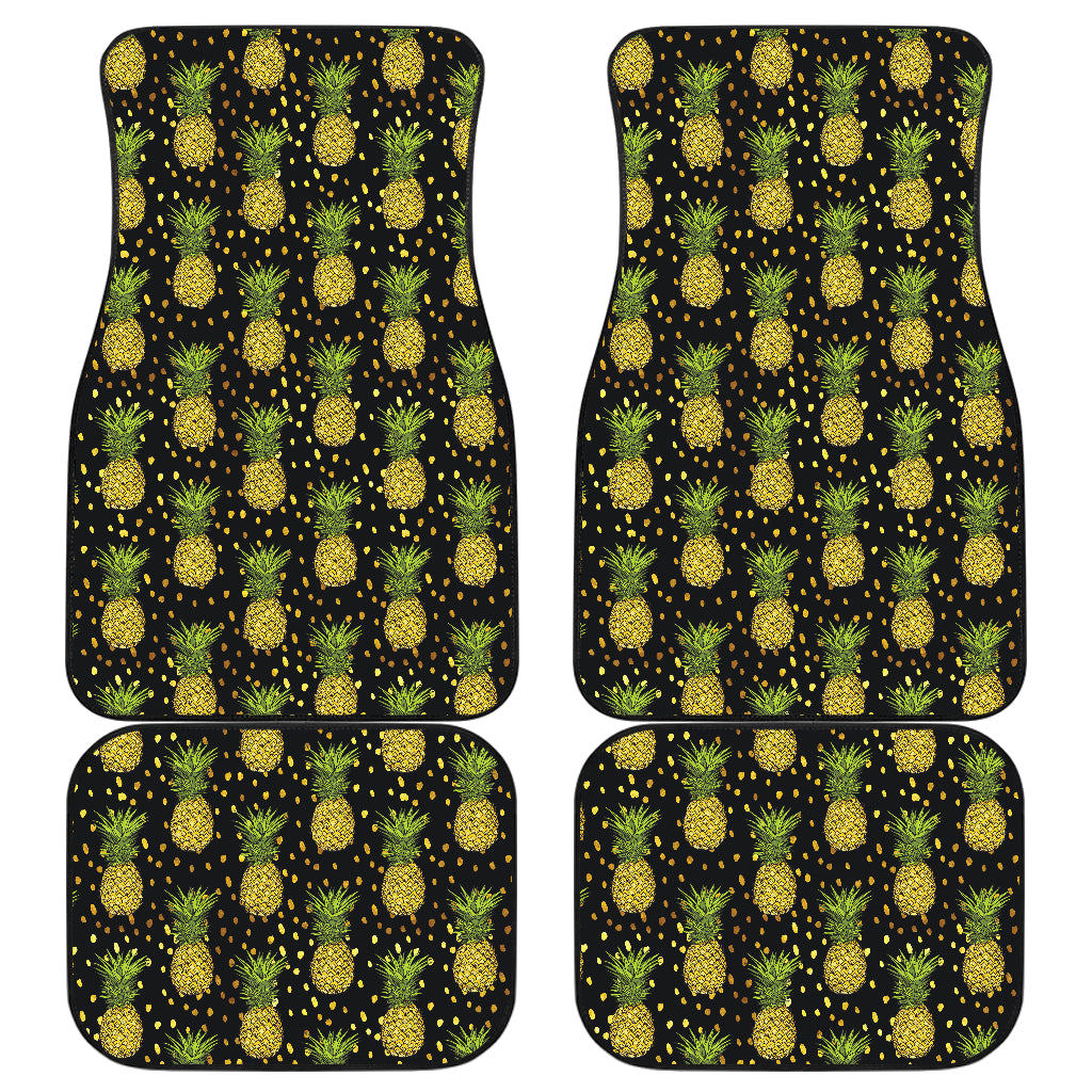 Pineapple Gold Dot Themed Print Car Floor Mats Front Back
