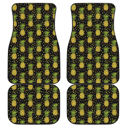 Pineapple Gold Dot Themed Print Car Floor Mats Front Back