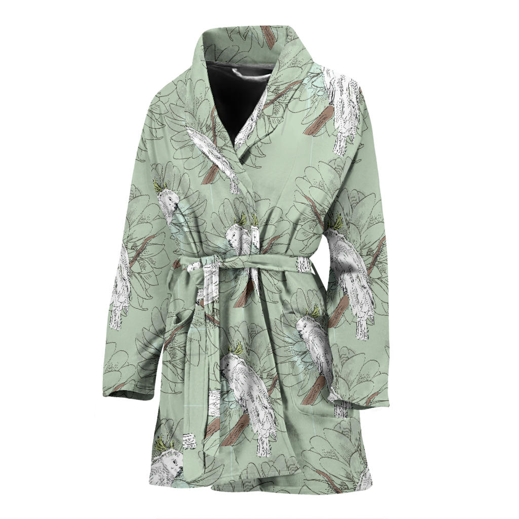 Cockatiel Pattern Print Design 01 Women Bathrobe