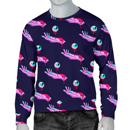 Zombie Pink Hand Design Pattern Print Men Long Sleeve Sweatshirt