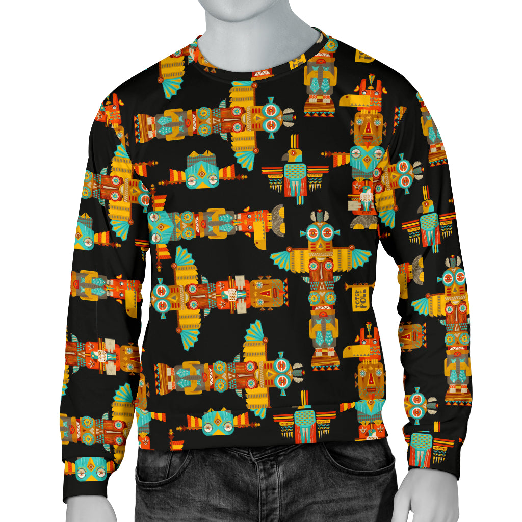 Totem Pole Cartoon Print Men Long Sleeve Sweatshirt