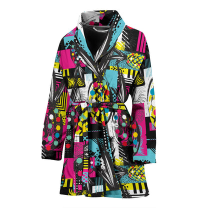 Pop Art Pineapple Pattern Print Design A02 Women Bathrobe
