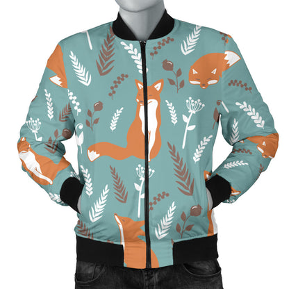 Fox Forest Print Pattern Men Bomber Jacket