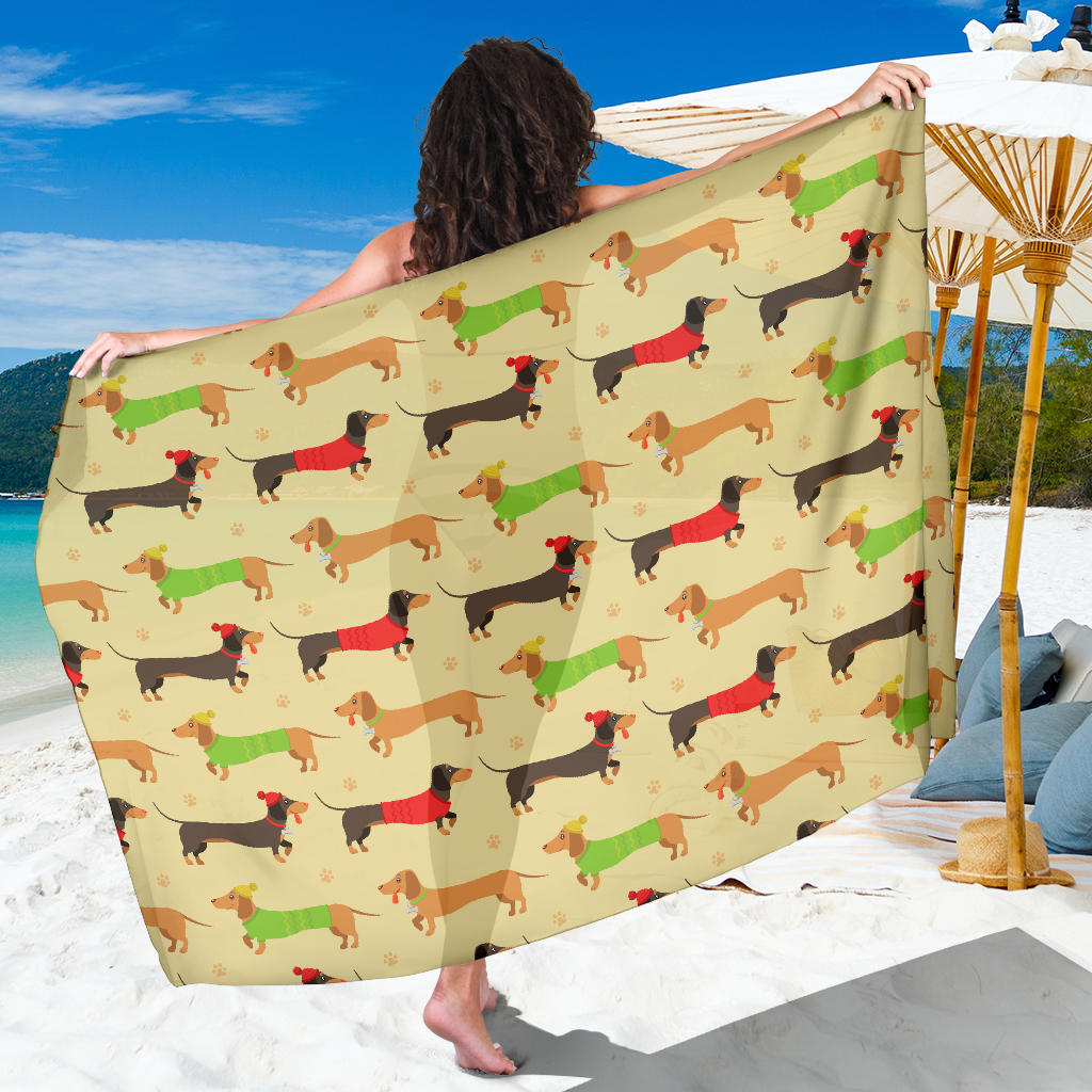 Dachshund Pattern Print Design 06 Sarong Pareo Wrap