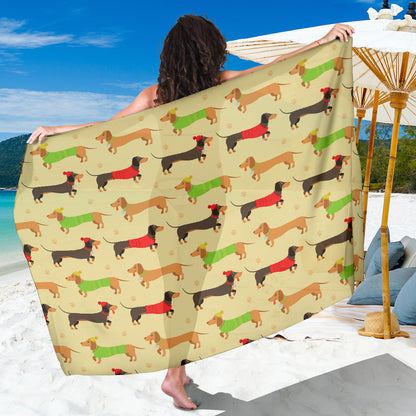 Dachshund Pattern Print Design 06 Sarong Pareo Wrap
