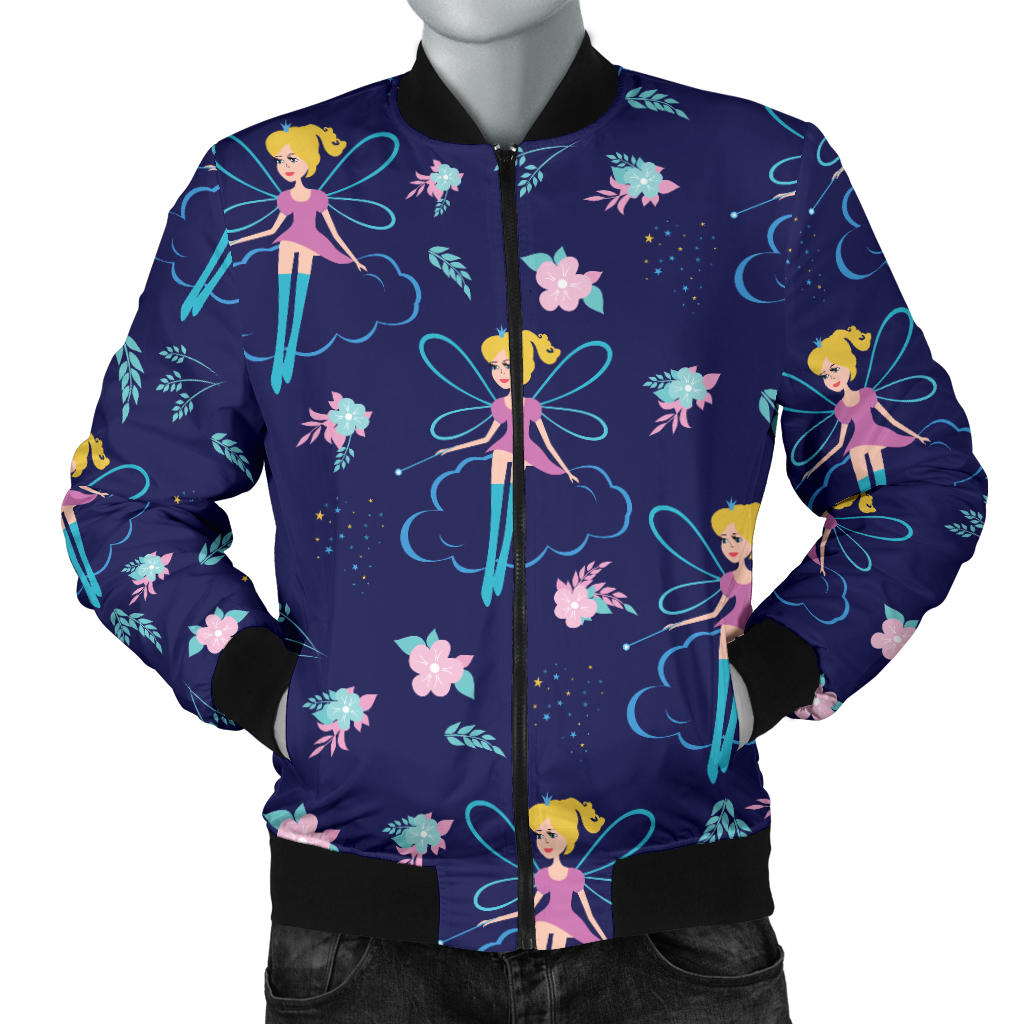 Fairy Cartoon Style Print Pattern Men Bomber Jacket