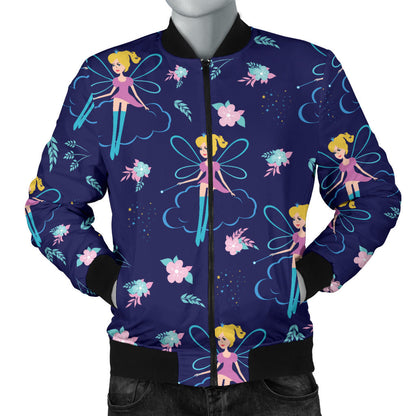 Fairy Cartoon Style Print Pattern Men Bomber Jacket
