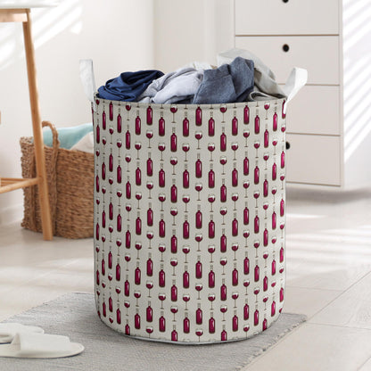 Wine Bottle Pattern Print Laundry Basket