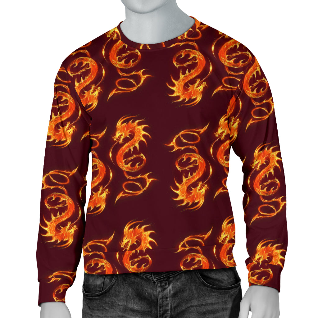 Dragons Fire Design Men Long Sleeve Sweatshirt