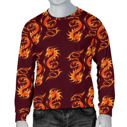 Dragons Fire Design Men Long Sleeve Sweatshirt