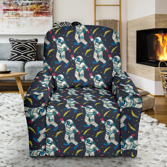 Astronaut Pattern Print Design 04 Recliner Slipcover with Pocket