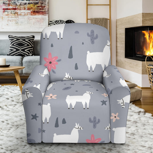 Llama Pattern Print Design 010 Recliner Slipcover with Pocket