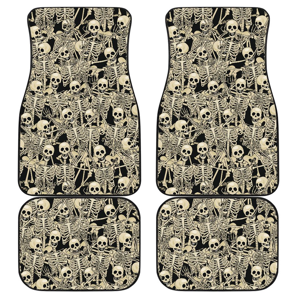 Skeleton Design Print Car Floor Mats Front Back