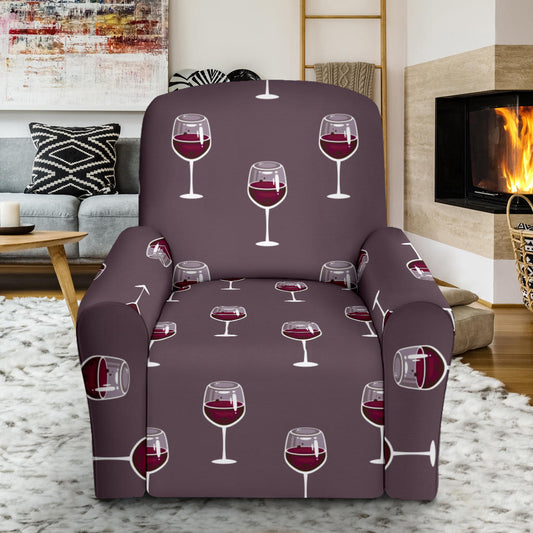 Wine Glass Pattern Print Design LKS305 Recliner Slipcover with Pocket