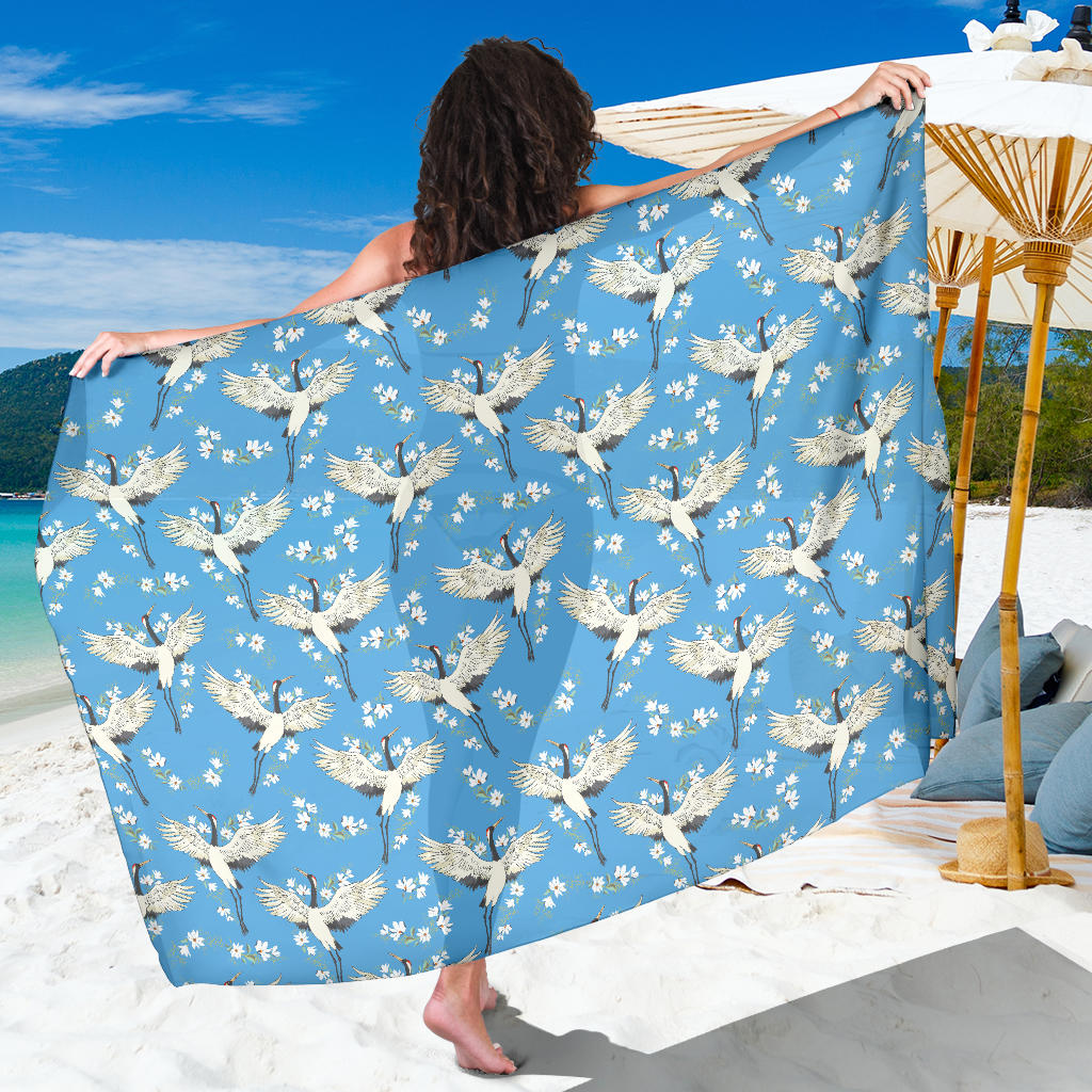 Crane Pattern Print Design 03 Sarong Pareo Wrap