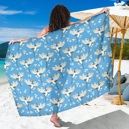 Crane Pattern Print Design 03 Sarong Pareo Wrap
