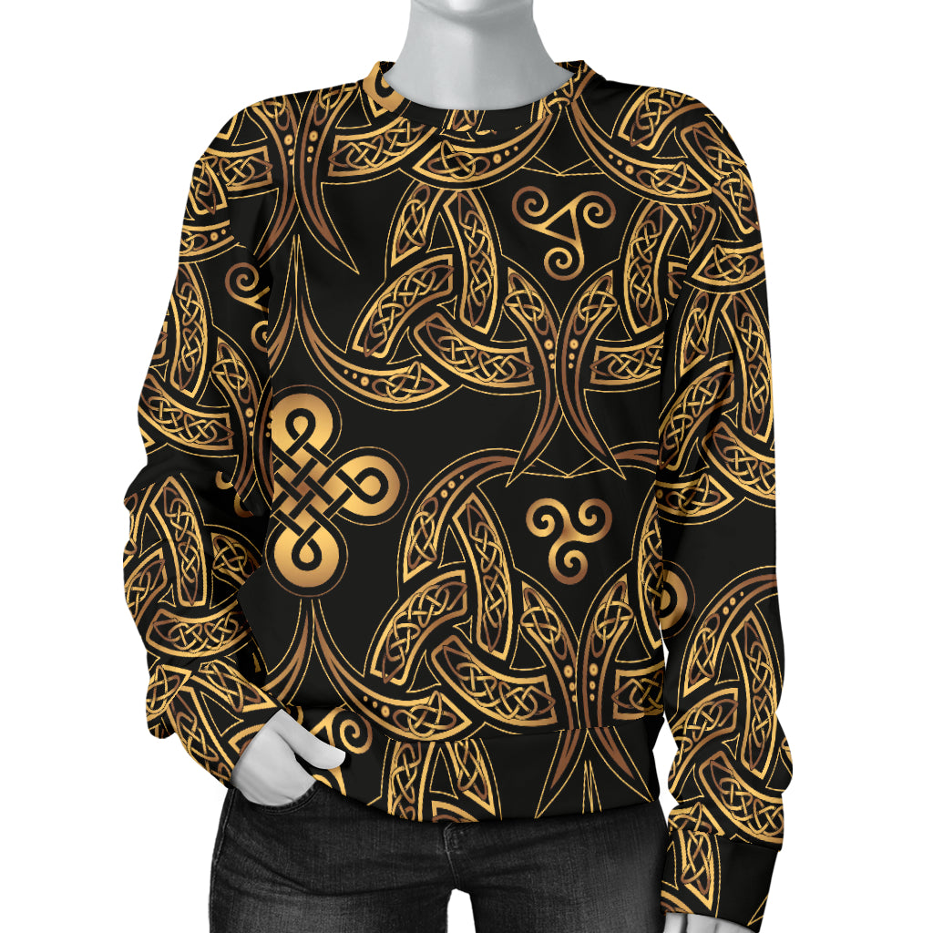 Celtic Knot Gold Design Women Long Sleeve Sweatshirt