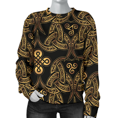 Celtic Knot Gold Design Women Long Sleeve Sweatshirt