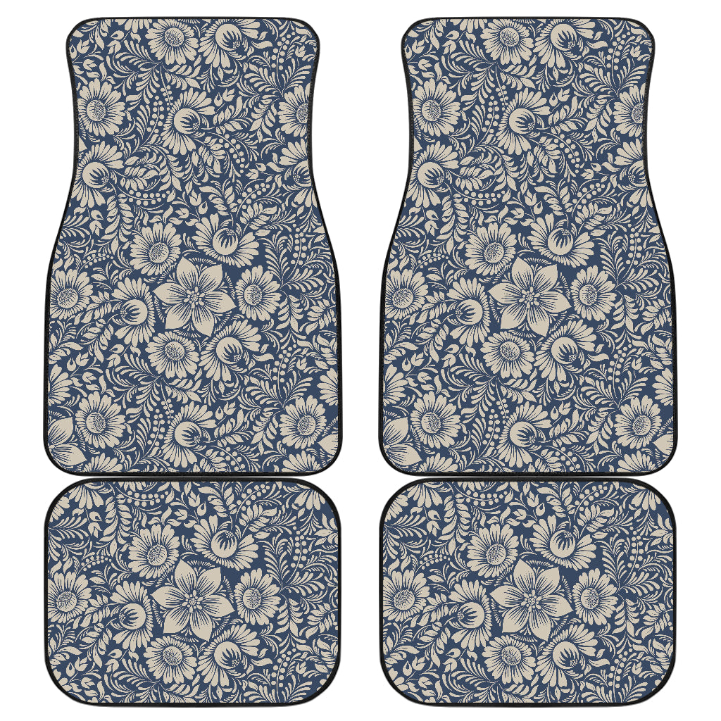Elegant Floral Print Pattern Car Floor Mats Front Back