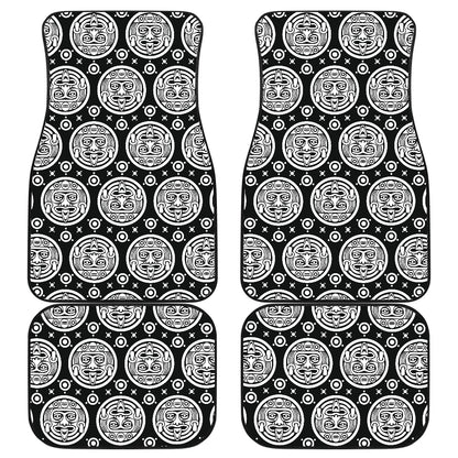 Calendar Aztec White Black Print Pattern Car Floor Mats Front Back
