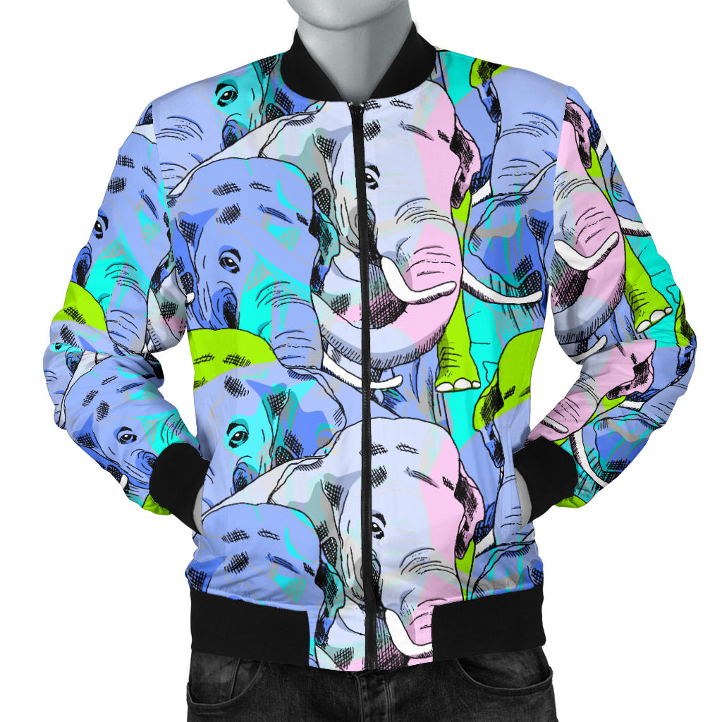 Elephant Art color Print Pattern Men Bomber Jacket