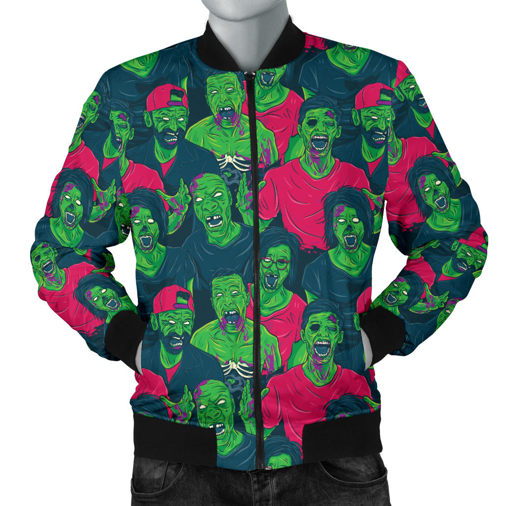 Zombie Themed Design Pattern Print Men Bomber Jacket