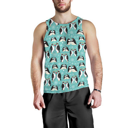 Penguin Love Print Men Tank Top