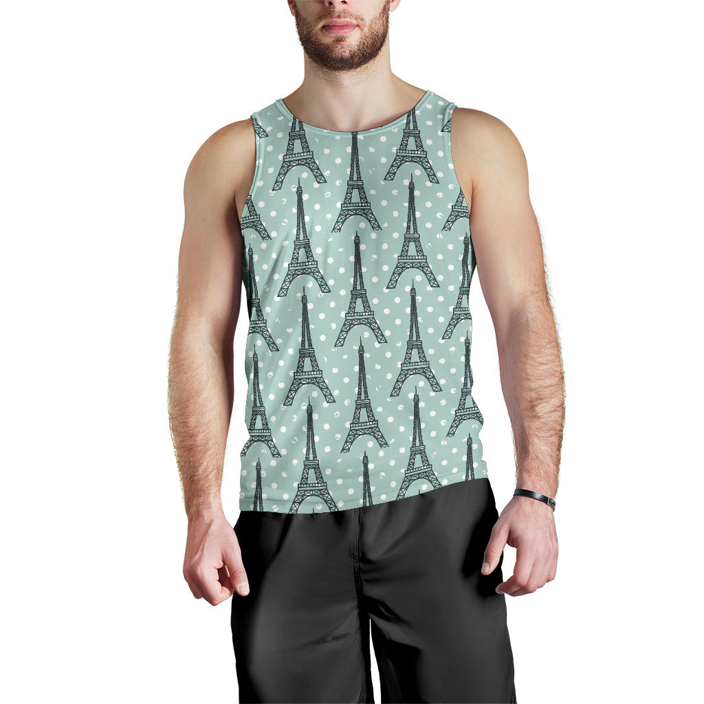 Eiffel Tower Polka Dot Print Men Tank Top