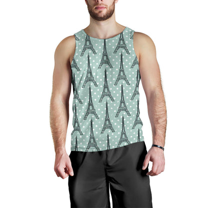 Eiffel Tower Polka Dot Print Men Tank Top