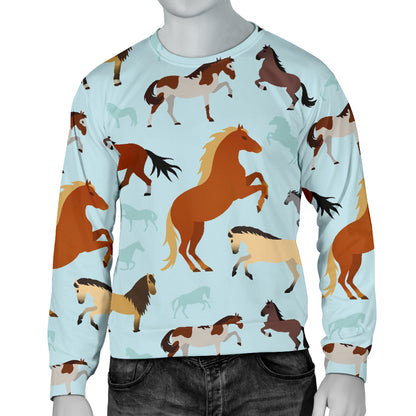 Horse Cute Themed Pattern Print Men Long Sleeve Sweatshirt