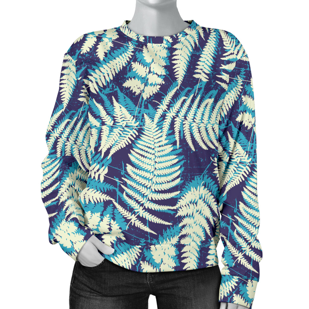 Fern Leave Summer Print Pattern Women Long Sleeve Sweatshirt