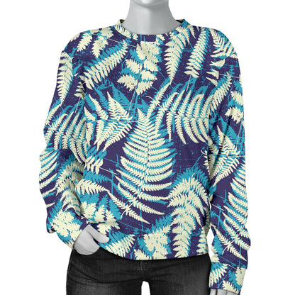 Fern Leave Summer Print Pattern Women Long Sleeve Sweatshirt