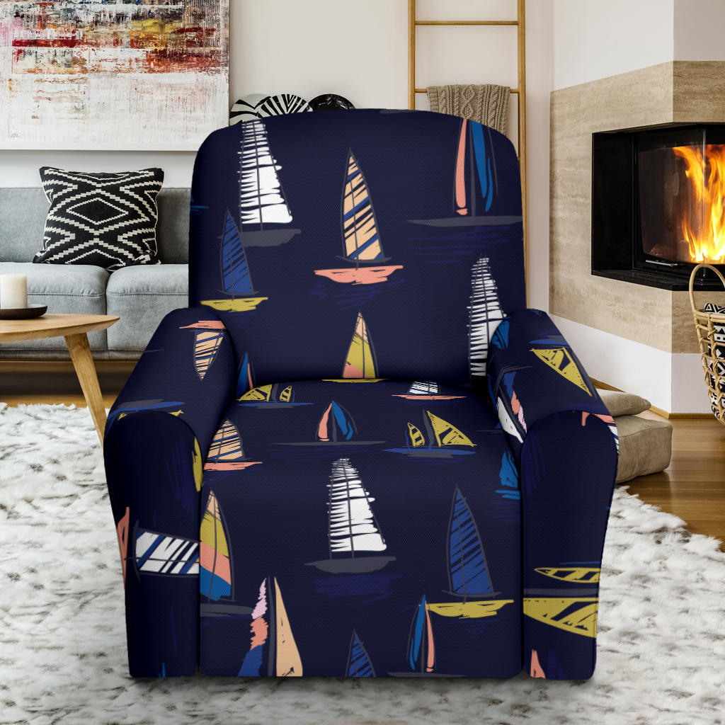 Sailing Ships Pattern Print Design A03 Recliner Slipcover with Pocket