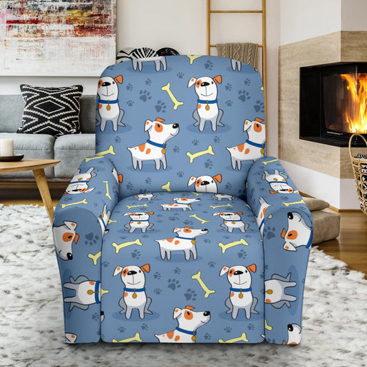 Bull Terriers Pattern Print Design 04 Recliner Slipcover with Pocket