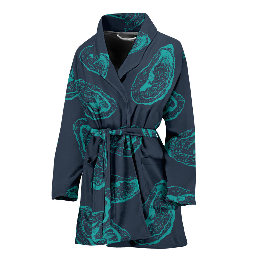 Oyster Pattern Print Design 01 Women Bathrobe