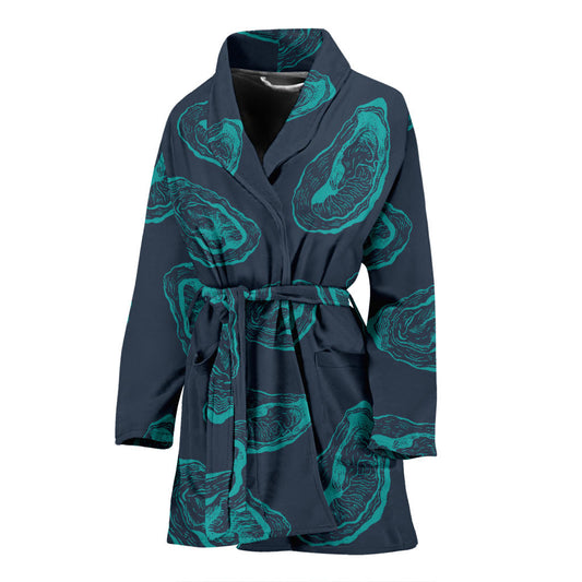 Oyster Pattern Print Design 01 Women Bathrobe